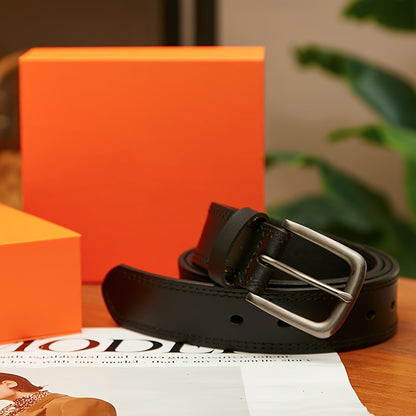 Men's Leather Belt Full Grain Handmade - Classic Dress Jeans Belt with Stainless Steel Buckle, Genuine Leather, Sizes 30-50, Gift Box Included