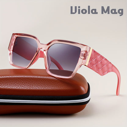 Retro Wide Frame Glasses for Women Men Vintage Rectangular Oversized Sunglasses Unisex Fashion Eyewear with Gold Accent & Case Set