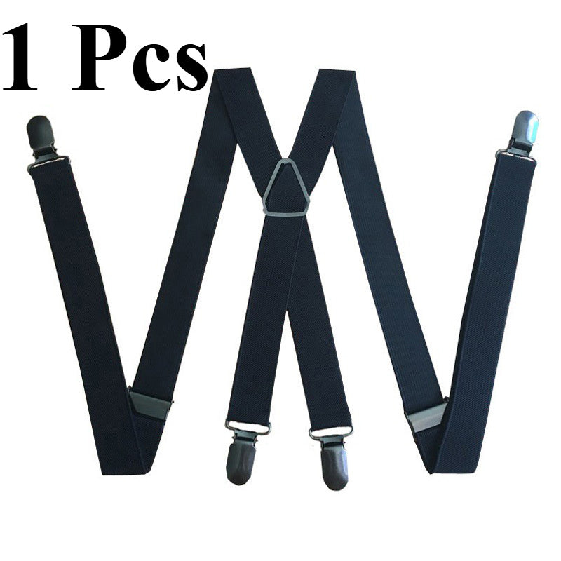 1pc of Men'S Heavy-Duty Adjustable Suspenders, Featuring a 4-Clip System And High-Elastic X-Shaped Design.These White/Black Trouser Accessories Are Suitable for Formal And Casual Wear - an Ideal Gift for Men, And Can Be Matched with Formal Pants