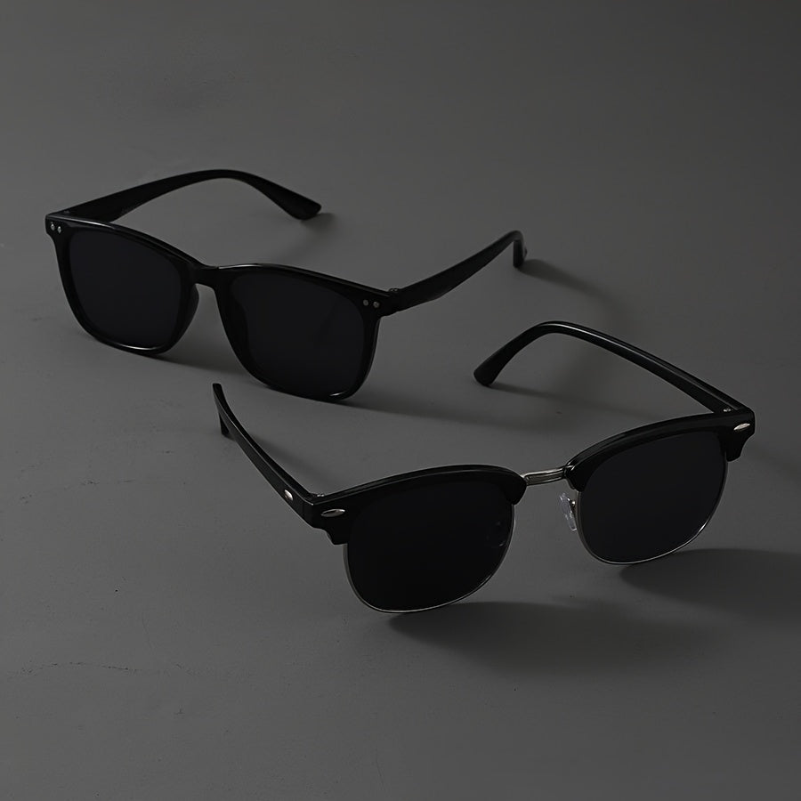 2 Pairs of Fashionable Square Glasses, Lightweight and Comfortable, Unisex, Suitable for Daily Life and Party Decorative Glasses