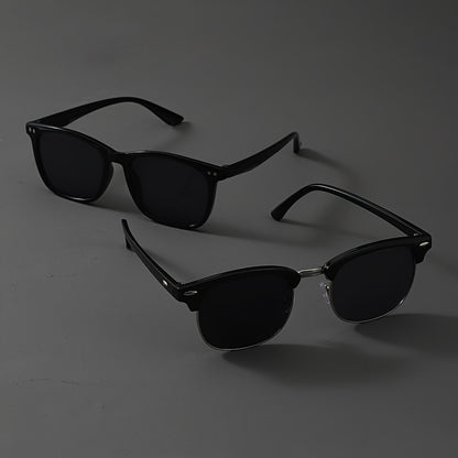 Fashion Glasses 2 Pack Square Frame Lightweight Decorative Eyewear for Men Women – Clear Non-Prescription Lens, Unisex Daily Wear Party Costume, Black Gold or Black Silver