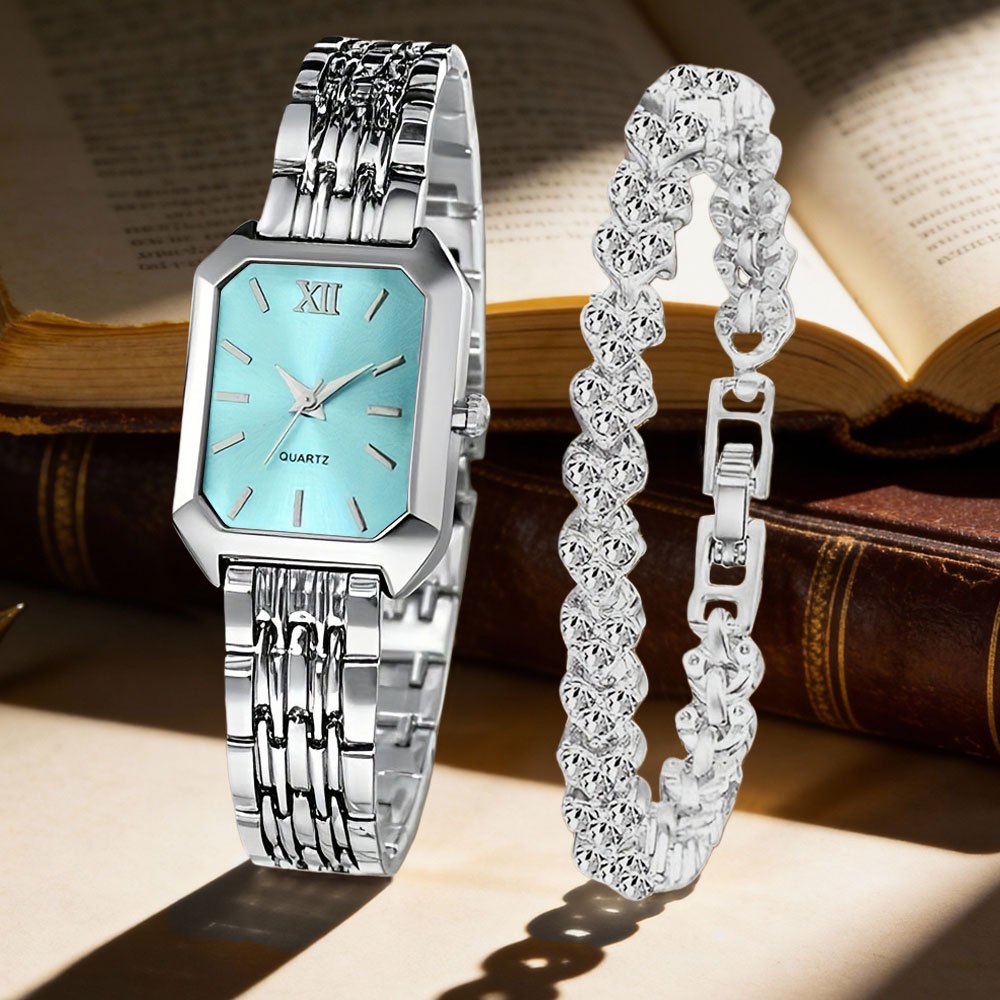 Set of 2 Women'S Stylish Vintage Watches - Opulent Heart-Shaped Chain Design Quartz Watch, Timeless Pointer Style Watch, Ideal Gift for Birthdays, Christmas, Easter, And New Year'S Celebrations