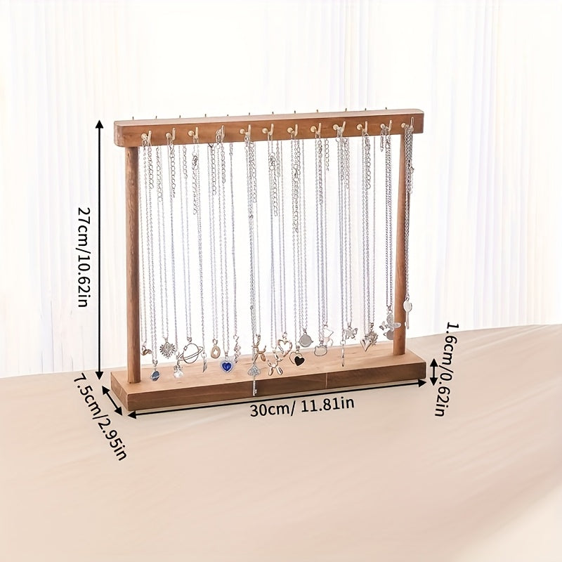 Necklace Display Stand Multi-Hook Rustic Jewelry Rack — Tabletop Organizer for Home, Boutique & Retail | Tool-Free Assembly | 24 or 36 Hooks