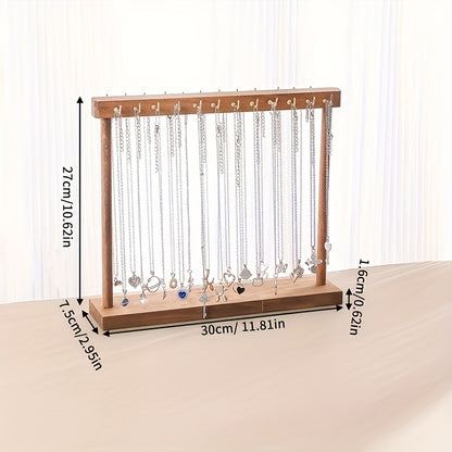 Necklace Display Stand Multi-Hook Rustic Jewelry Rack — Tabletop Organizer for Home, Boutique & Retail | Tool-Free Assembly | 24 or 36 Hooks