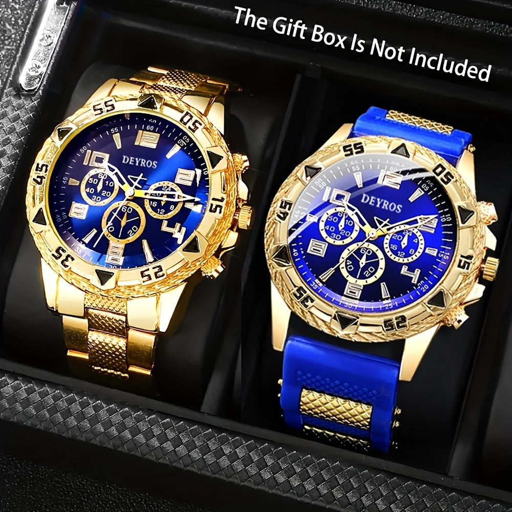 Set of 2 Men'S Quartz Watches | Made of Stainless Steel | Suitable for Casual And Business Wear | Includes a Silicone