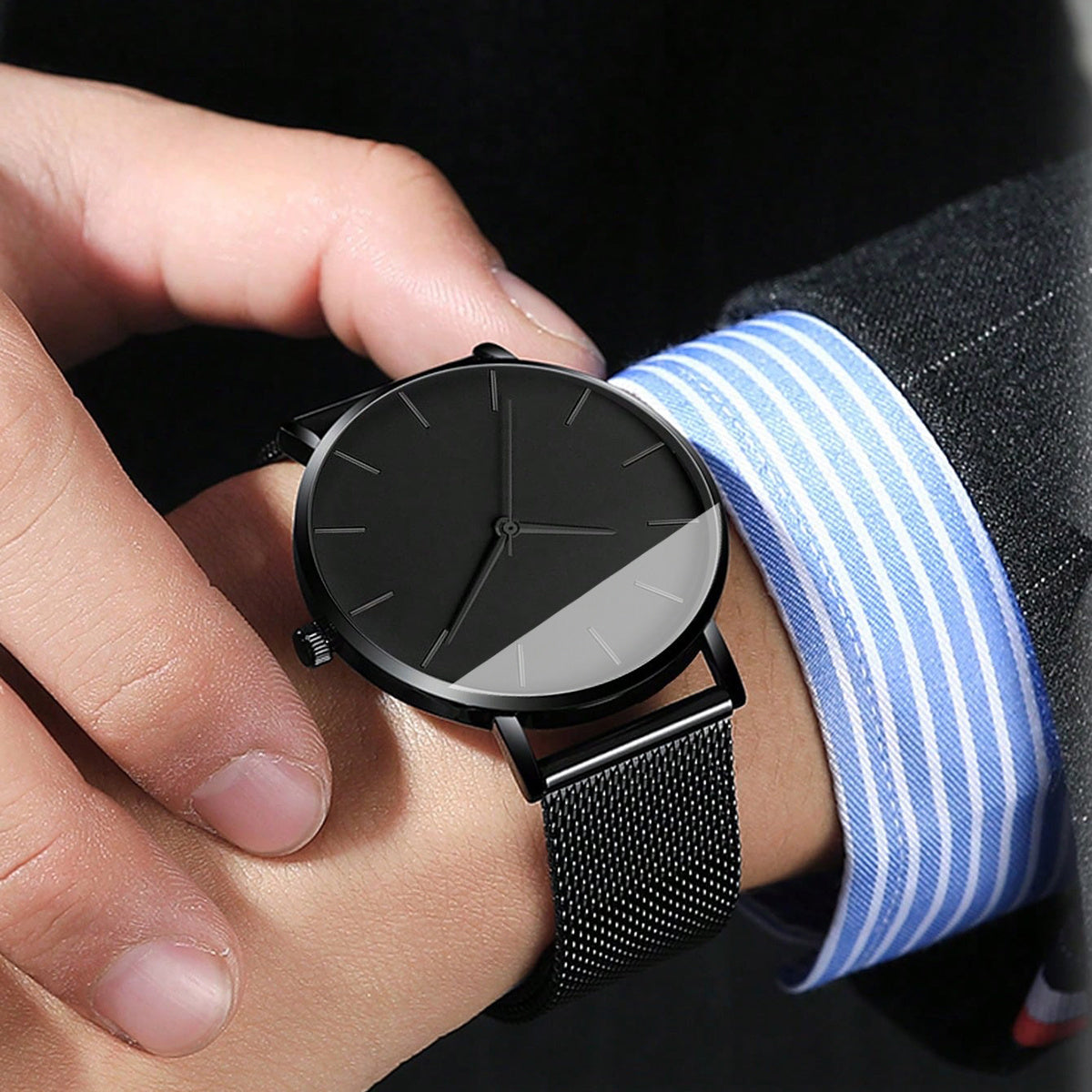 Men's Watch & Bracelet Set 4pcs - Stainless Steel Quartz Watch, Bracelet & Necklace Bundle, Elegant Business Casual Jewelry Gift Set for Men