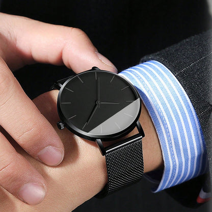 Men's Watch & Bracelet Set 4pcs - Stainless Steel Quartz Watch, Bracelet & Necklace Bundle, Elegant Business Casual Jewelry Gift Set for Men