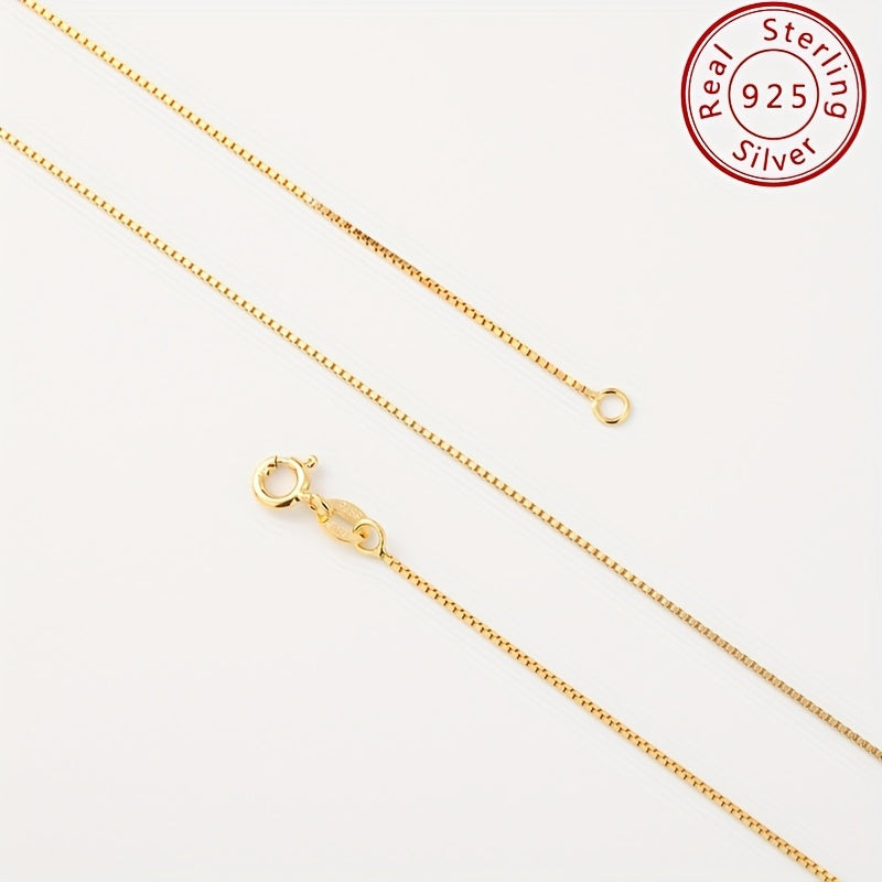 18k Plated 925 Sterling Silver 0.8mm Box Chain Necklace for Women Tiny Thin Strong Women's Chain Necklaces 16 18 20 22 24 Inches