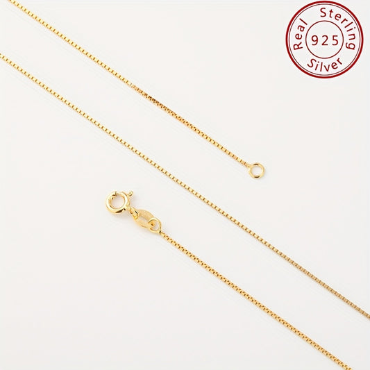 18k Plated 925 Sterling Silver 0.8mm Box Chain Necklace for Women Tiny Thin Strong Women's Chain Necklaces 16 18 20 22 24 Inches
