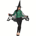Women'S Black Magic Spider Web Bat Cloak - Halloween Horror Gentle Shawl Costume Accessory, Machine Washable