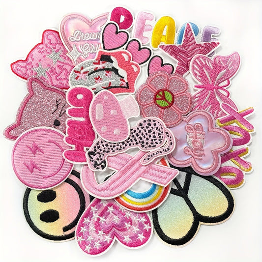 Embroidered Patch - Iron-On Patches Set of 20 - Y2K Aesthetic Cute Appliques for Jackets - main product view