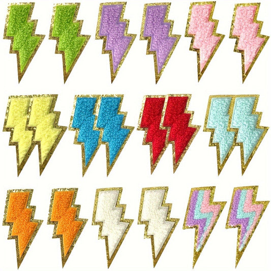 Embroidered Patch - Patches Set of 20 - Colorful Lightning Bolt Iron-On Appliques for - main product view