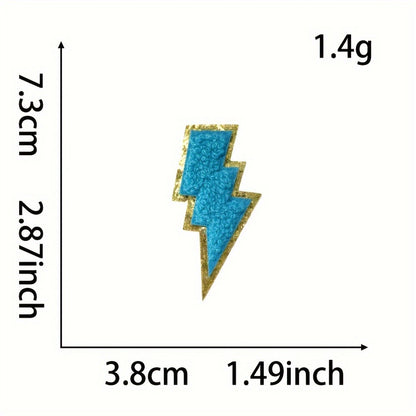 Embroidered Patch - Patches Set of 20 - Colorful Lightning Bolt Iron-On Appliques for - product detail view 7