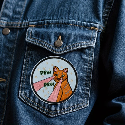 Embroidered Patch - Patches Set of 3 - Cute Cartoon Cat Stars & Pew Pew Laser Iron-On Sew-On - product detail view 5