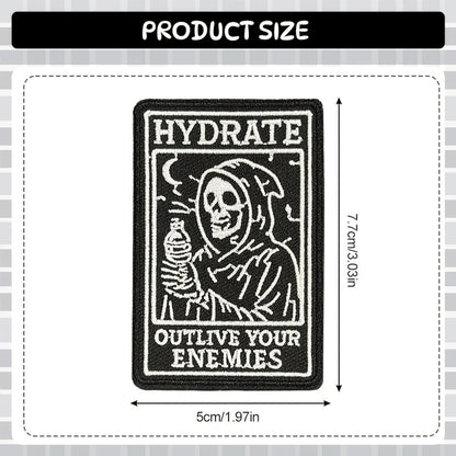 Embroidered Patch - Patches Set of 3 - Gothic Skull Hydration Meme Iron-On Sew-On Patches for - product detail view 2
