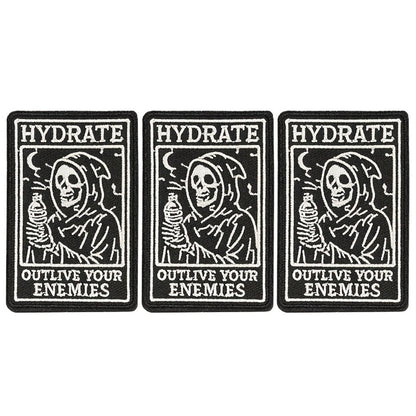 Embroidered Patch - Patches Set of 3 - Gothic Skull Hydration Meme Iron-On Sew-On Patches for - product detail view 3
