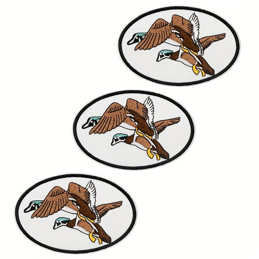 Embroidered Patch - Patches Set of 3 - Retro Duck Hunting Cartoon Iron-On Sew-On Patches for - main product view