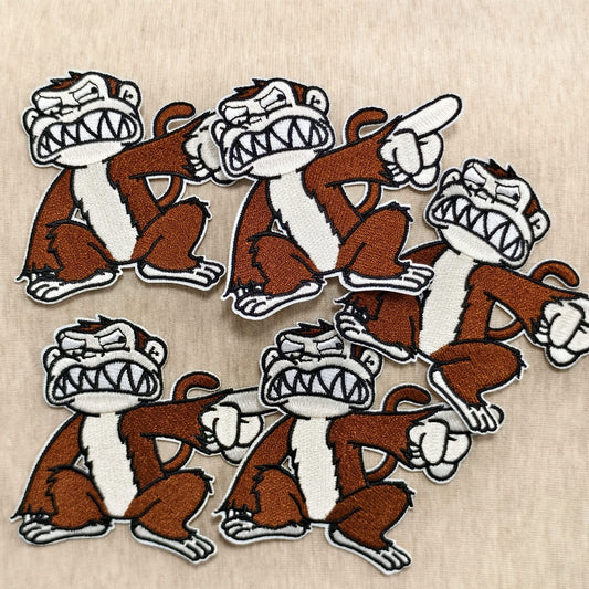 Embroidered Patch - Patches Set of 5 - Funny Monkey Iron-On Sew-On Patches for Jackets - main product view