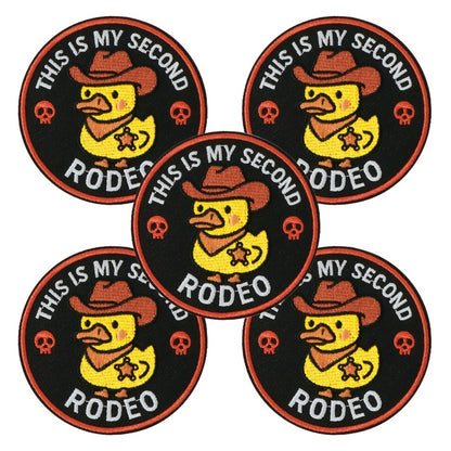 Embroidered Patch - Patches Set of 5 - Funny Cowboy Duck "This Is My Second Rodeo" Iron-On - main product view