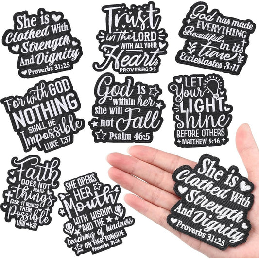 Embroidered Patch - Patches Set of 8 - Christian Bible Faith Verse Iron-On Sew-On Patches for - main product view
