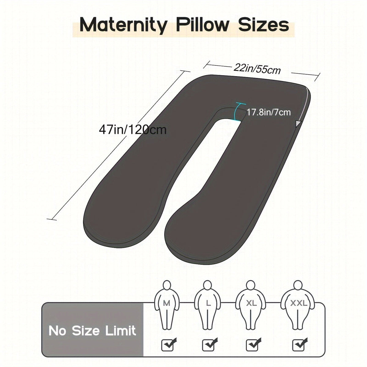 Extra-Large U-Shaped Pregnancy Pillow - Removable Cover and Full-Body Shape – view 3