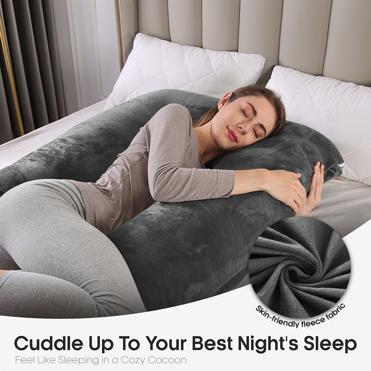 Extra-Large U-Shaped Pregnancy Pillow - Removable Cover and Full-Body Shape – view 4