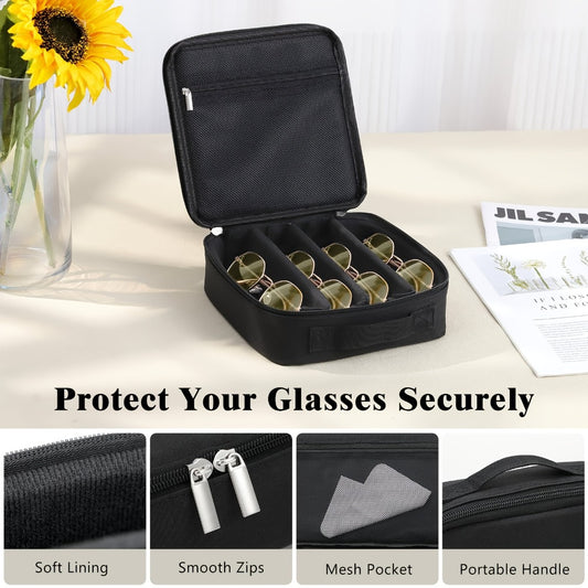 Eyewear Accessories - Hard Shell Eyeglasses Organizer Case - Adjustable 7-Slot Portable Storage - main product view