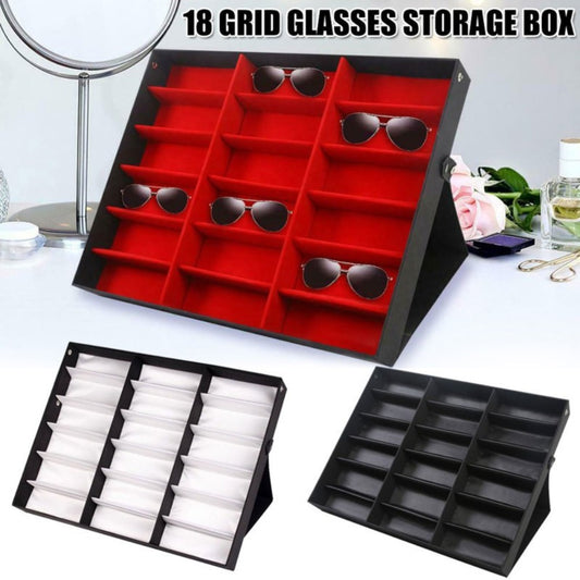 Eyewear Organizer - Eyeglass Display Case 18 Grids Box Velvet Glasses Storage Showcase Stand - main product view