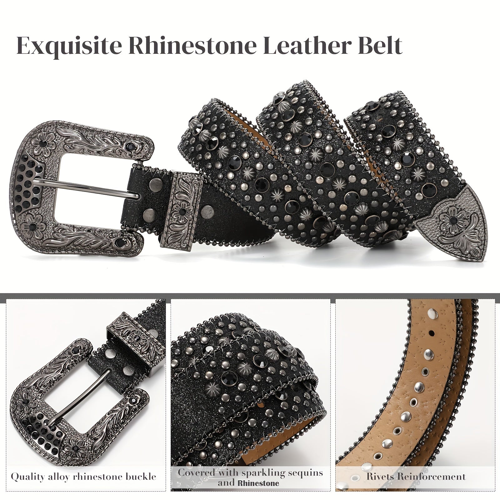 1Pack/2Pack WHIPPY Sparkling Rhinestone Men'S Belt - Made of Vegan Faux Leather with a Secure Buckle, Adjustable Dress Strap Suitable for Casual, Party, Or Festival Wear - A Unique Designer Gift for Him (Christmas, Birthday, Anniversary