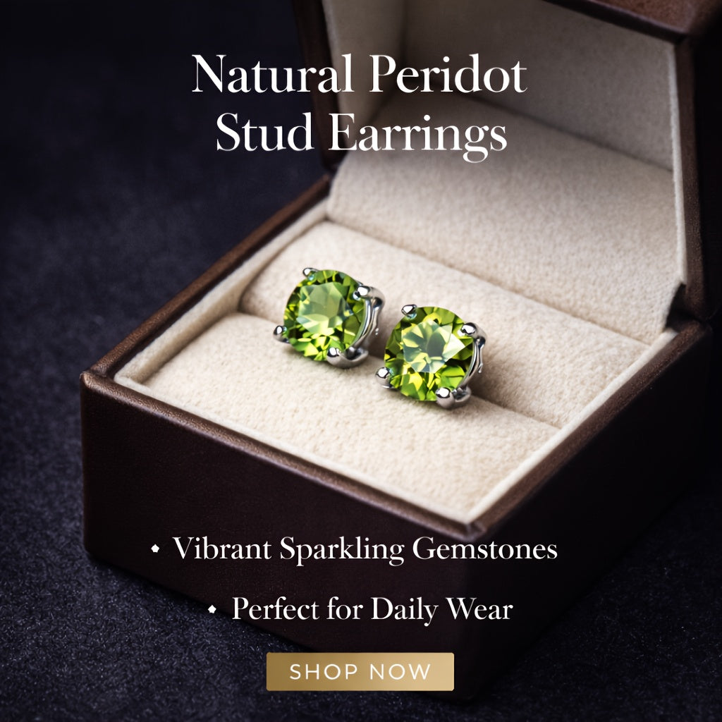Peridot Stud Earrings 925 Sterling Silver Natural Peridot Minimalist Elegant Green Gemstone Earrings Women Gift for Party Special Occasions