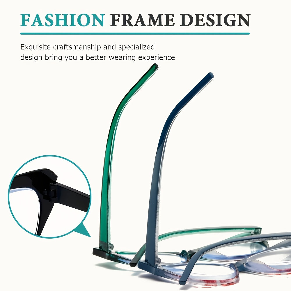 Blue Light Reading Glasses Butterfly Cat Eye for Men Women – Anti-Blue Light HD Presbyopic Eyewear AC Lens PC Full Rim Frame, Minimalist Fashion Readers +100 to +400, Green Blue Black Color