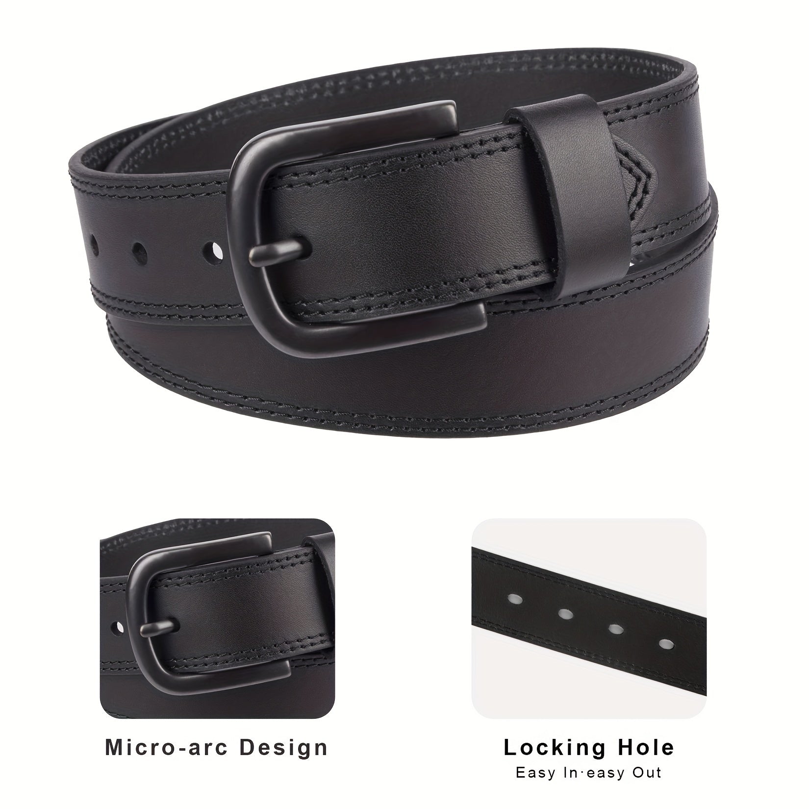 Men'S Full Grain Leather Belt, Fashion And Classic Designs for Work, Business, And Casual