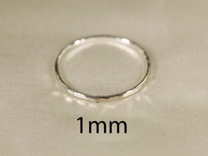 Hammered Ring S925 Sterling Silver Stackable Minimalist Textured Band Women Ring Sizes 3.5-10 Everyday Jewelry Gift for Her