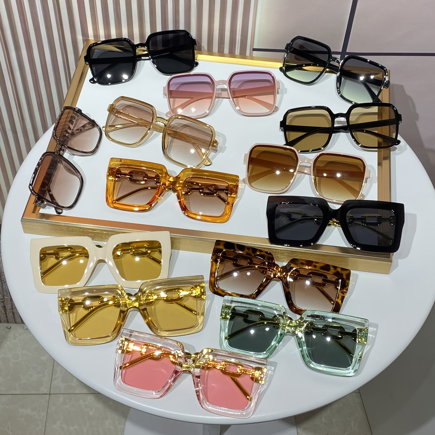 Women's Sunglasses Set 14 Pack - Square Frame Tinted Lens Bulk Eyewear Minimalist PC Fashion Glasses Party Bachelorette Festival Gift