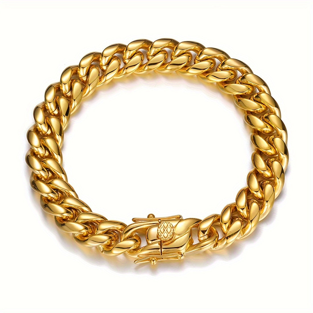 2pcs Golden Chain 18K Gold Plated Necklace And Bracelet Men 316L 316L Stainless Steel Cuban Chain