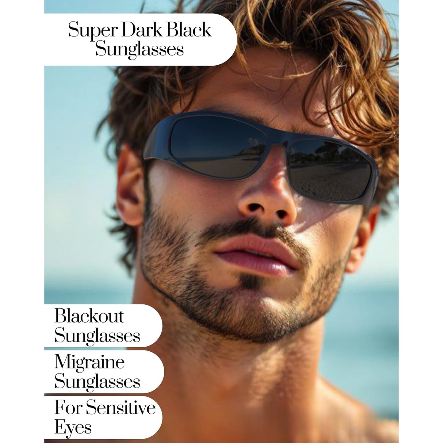 Polarized Wrap Around Sunglasses Super Dark Lens Lightweight Glossy Matte Frame Black Blue Yellow UV Protection Driving Outdoor Sports Men Women