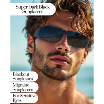Polarized Wrap Around Sunglasses Super Dark Lens Lightweight Glossy Matte Frame Black Blue Yellow UV Protection Driving Outdoor Sports Men Women