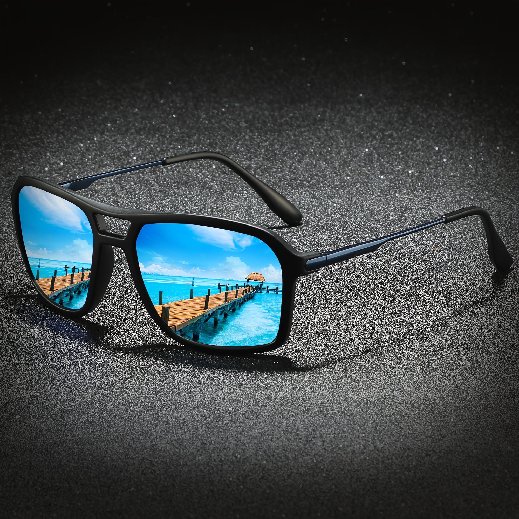 Unisex & Men'S Polarized Sunglasses UV400 - Outdoor Fishing, Driving, Sports with Lightweight Square Frame & Flexible Spring, Slim Comfort Fit Temples