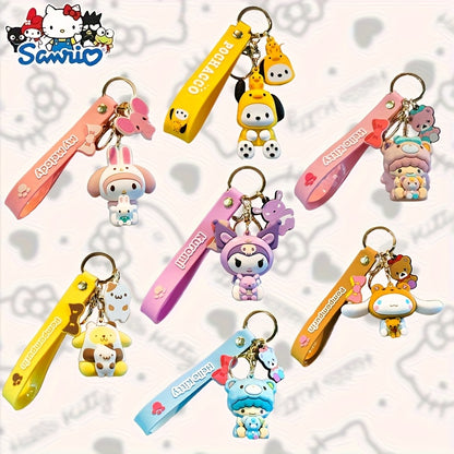 Sanrio Keychain Set 7 Pack | Cute Cartoon Character Bag Charm & Car Key Decoration, Lucky Pendant for Back to School, Halloween & Christmas Gift for Girls