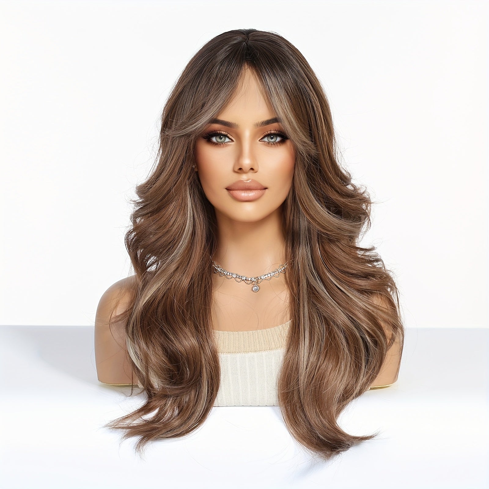 Brown Dyed Layered Long Curly Hair For Spring And Summer, New Women'S Wigs Butterfly Bangs Wedding Season Music Festival Women'S Gifts Valentine'S Day Fashion Daily Fashion Party