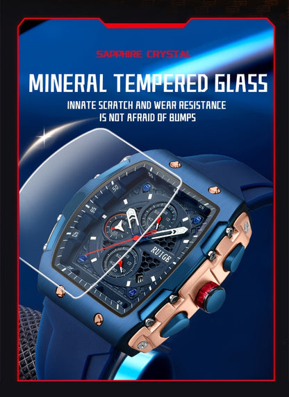 Men's Barrel-Shaped Quartz Watch with Luminous Hands & Date Display - Tonneau Analog Wristwatch for Daily Wear, Sport & Formal Occasions, Ideal Gift for Father & Husband