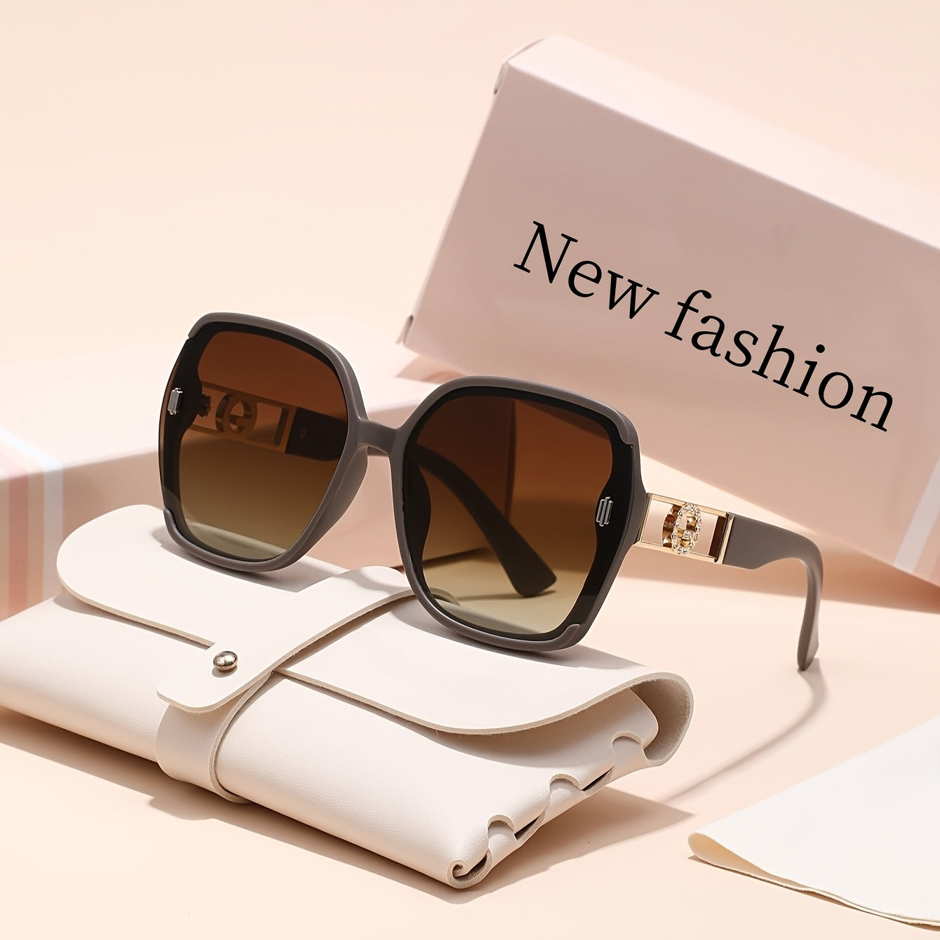 Retro Rectangle Glasses Women Anti-Reflective PC Lens Lightweight Plastic Frame Fashion Eyewear Party Decoration with Pouch Cleaning Cloth Beige Purple Coffee Blue Black