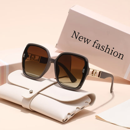 Retro Rectangle Glasses Women Anti-Reflective PC Lens Lightweight Plastic Frame Fashion Eyewear Party Decoration with Pouch Cleaning Cloth Beige Purple Coffee Blue Black