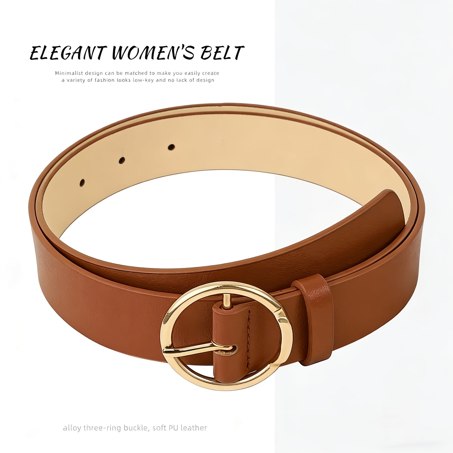 Women's Belt Set 4Pcs - Retro Gold Metal Buckle Adjustable Fashion Waist Belts for Jeans Dresses & Skirts, Elegant Vintage Style Daily Casual Outfit Accessories, One Size