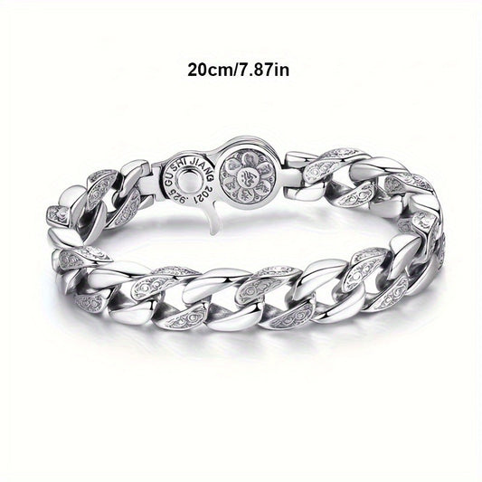 925 [Sterling Silver Bracelet] Sterling Silver Men'S Fashion Bracelet - Perfect for Daily Additions, Gifts for Family And Friends