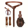 Set of 5 Renaissance-Style Belts for Halloween, Featuring Medieval Viking Potion Bottle Holders, Faux Leather Pouches, And Mug Holders, Perfect for Gifting