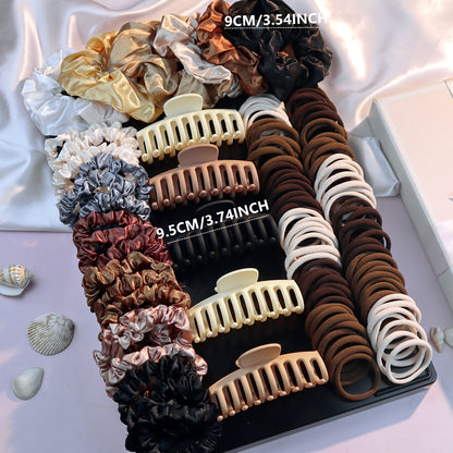 Hair Accessories Set 79pcs for Women - Seamless Ponytail Clips Hair Clips Hair Ties Headbands Bulk Kit for Holiday Party Everyday Styling Gift Set for Girls Teens Women