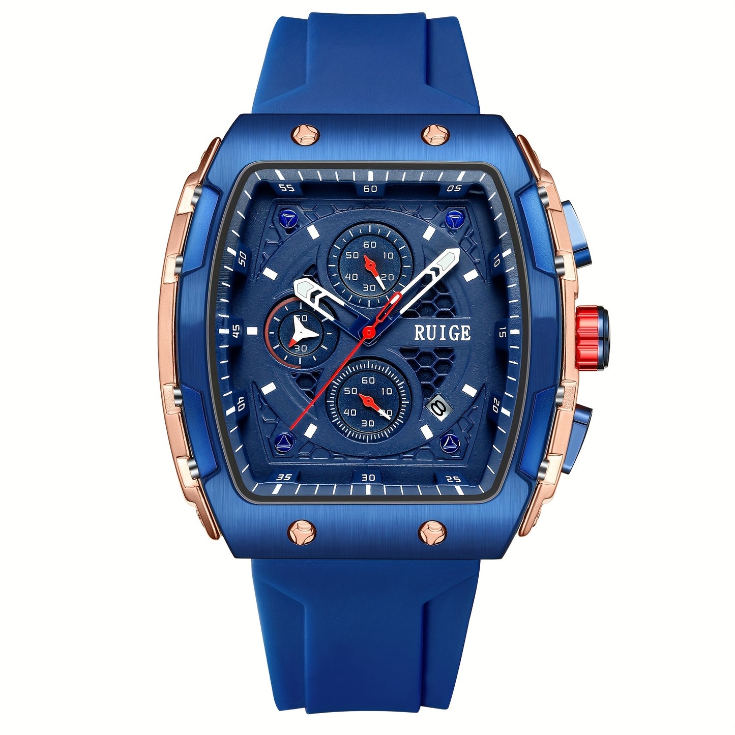 Men's Barrel-Shaped Quartz Watch with Luminous Hands & Date Display - Tonneau Analog Wristwatch for Daily Wear, Sport & Formal Occasions, Ideal Gift for Father & Husband