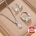 Elegant Set Of S925 Sterling Silver Pendant Necklace, Earrings, And Ring Designed for Men.