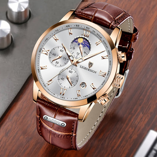 Sport Waterproof Chronograph Watch for Men – Luminous Quartz Calendar Wristwatch, Casual Athletic Timepiece, Gift for Him or Her